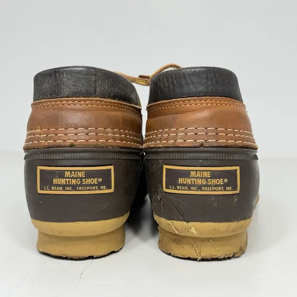 LL Bean Maine Hunting Shoe Men 9 Narrow GN Brown Low Top Duck Boots VTG USA GUC